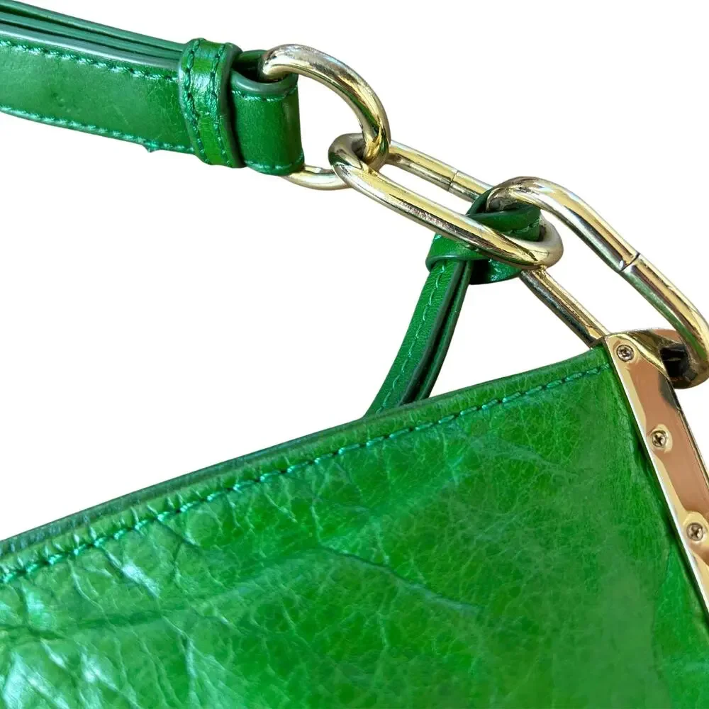 Badgley Mischka Gaia Hobo | Vintage Bright Green Leather Slouchy Chain-Link Bag